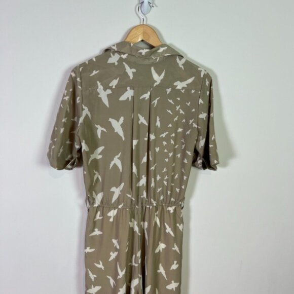 Corey Lynn Calter Anthropologie Tan Bird Button Down Short Sleeve Jumpsuit Women - Picture 5 of 8